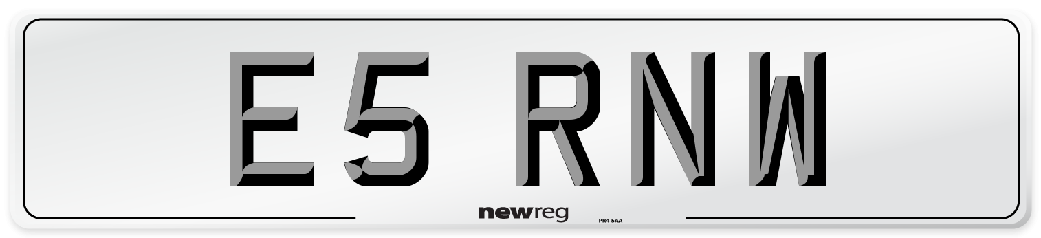 E5 RNW Number Plate from New Reg